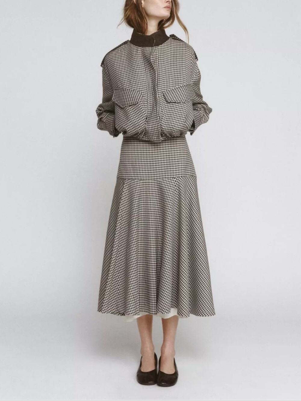 ZARA COMBINATION PLAID SKIRT(XS)